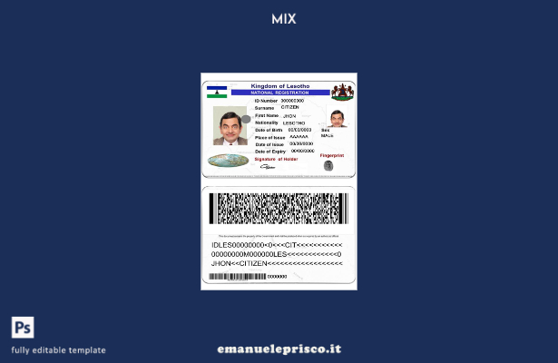 modello di registrazione nazionale Lesotho in stile verificato